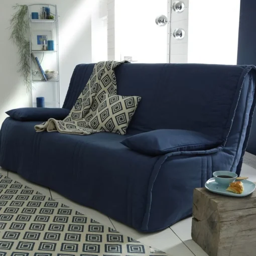 Lot de 2 housses coussins unies rectangulaires - Bleu