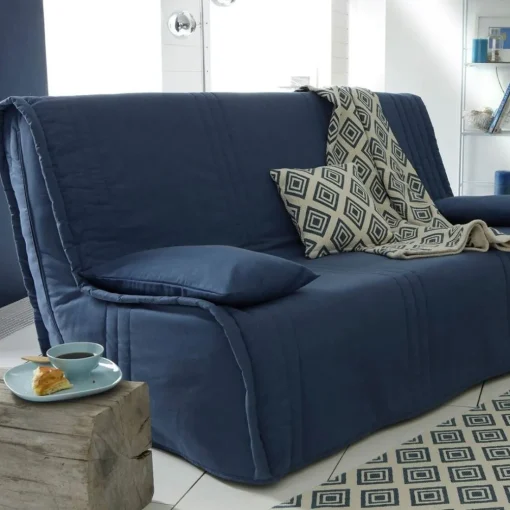 Lot de 2 housses coussins unies rectangulaires - Bleu