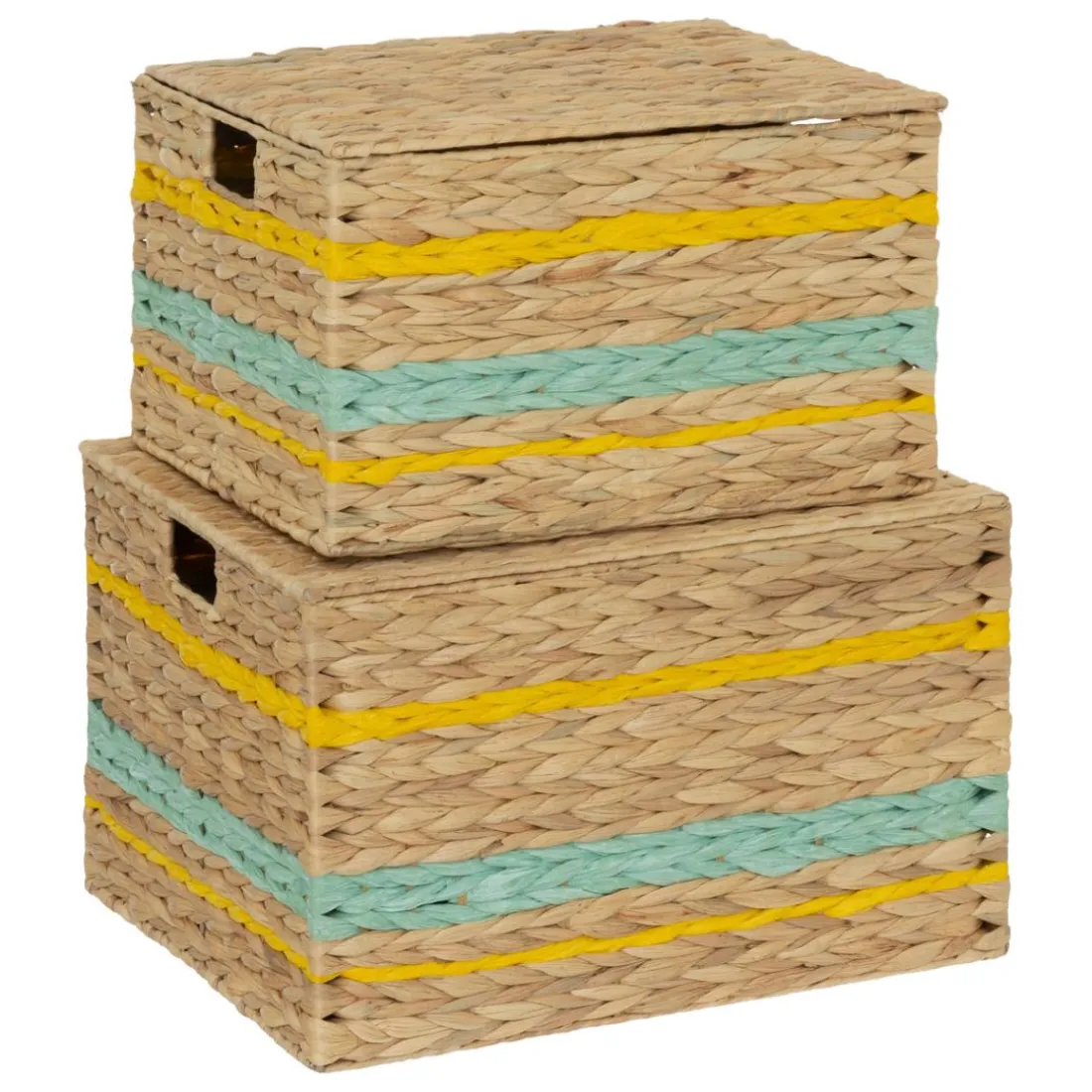 Lot de 2 malles de rangement pour jouet en jacynthe d'eau