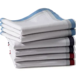 Lot de 6 mouchoirs tissu en coton EDOUARD7 jumel bande encadrée