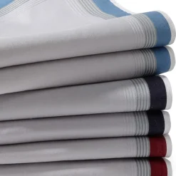 Lot de 6 mouchoirs tissu en coton EDOUARD7 jumel bande encadrée