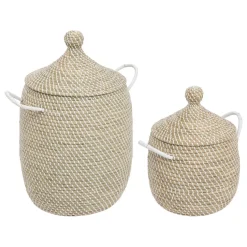Lot de 2 paniers SOLEYA beige