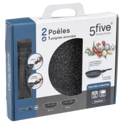 Lot de 2 poêles pierres et poignée D24et28