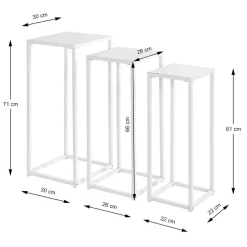 Lot de 3 porte plantes acier blanc