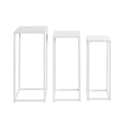 Lot de 3 porte plantes acier blanc