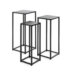 Lot de 3 porte plantes en métal noir