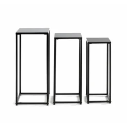 Lot de 3 porte plantes en métal noir