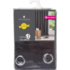 Lot de 2 rideaux occultants gris foncés 135X240