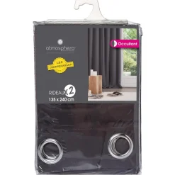 Lot de 2 rideaux occultants gris foncés 135X240