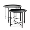 lot de 2 tables basse structure en tube d'acier laqué noir