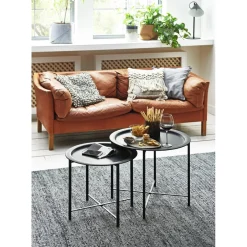 lot de 2 tables basse structure en tube d'acier laqué noir