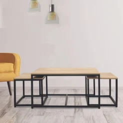 Lot de 3 tables basses industrielles MEMPHIS