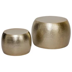 Lot de 2 tables basses Issam Métal doré