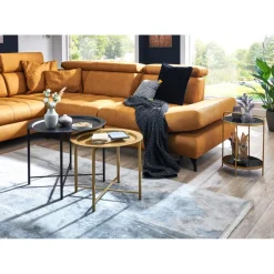 lot de 2 tables basses métal noir et or