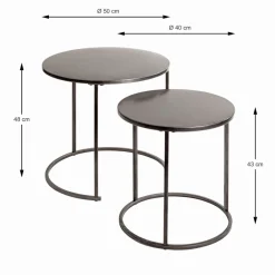 Lot de 2 tables d'appoint en tube d'acier peint en anthracite