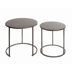 Lot de 2 tables d'appoint en tube d'acier peint en anthracite