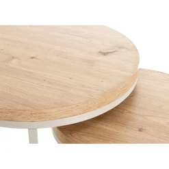 Lot de 2 tables d'appoint en métal gris plateau décor chêne