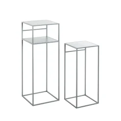 Lot de 2 tables d'appoint en métal gris