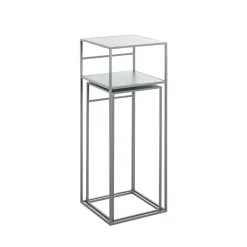 Lot de 2 tables d'appoint en métal gris