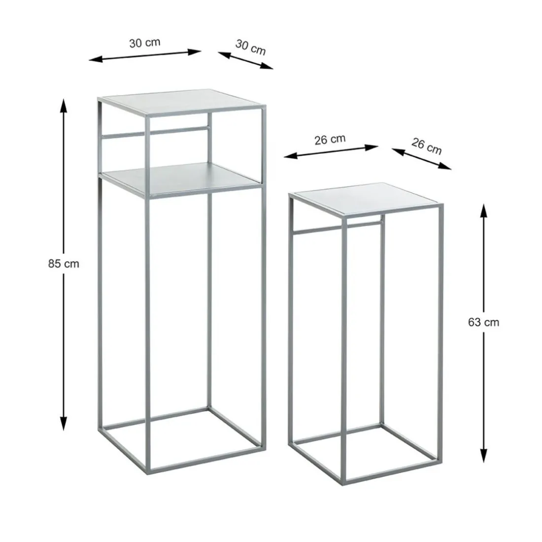 Lot de 2 tables d'appoint en métal gris