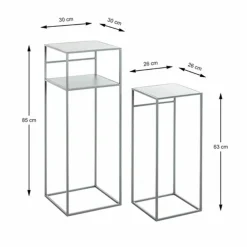 Lot de 2 tables d'appoint en métal gris