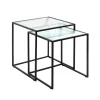 Lot de 2 tables d'appoint plateau verre trempé