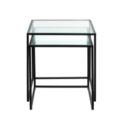 Lot de 2 tables d'appoint plateau verre trempé