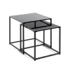 Lot de 2 tables d'appoint verre trempé laqué noir