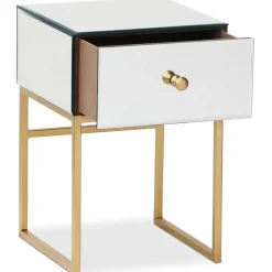 Lot De 2 Tables De Chevet 1 Tiroir NARCISSO Miroir Or