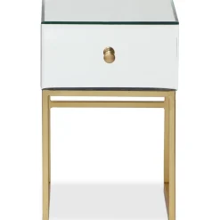 Lot De 2 Tables De Chevet 1 Tiroir NARCISSO Miroir Or