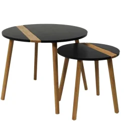 Lot de 2 Tables Gigogne Bicolore Relief noir