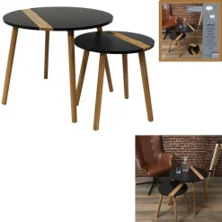 Lot de 2 Tables Gigogne Bicolore Relief noir