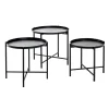 lot de 3 tables structure en tube d'acier laqué noir