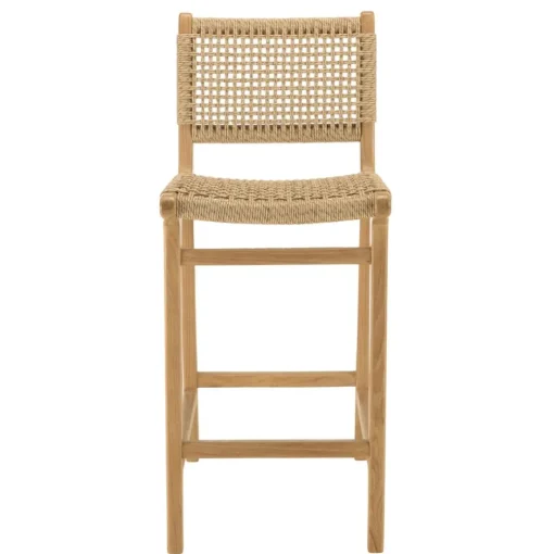 Lot de 2 tabourets bar de jardin teck rotin synthétique beige VALERIA