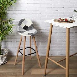 Lot de 2 Tabourets De Bar Patchwork Gris