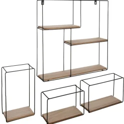 Lot de 4 étagères métal murales carrées