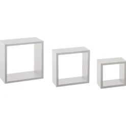 Lot de 3 étagères murales cubes blanches