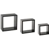 Lot de 3 étagères murales cubes noires