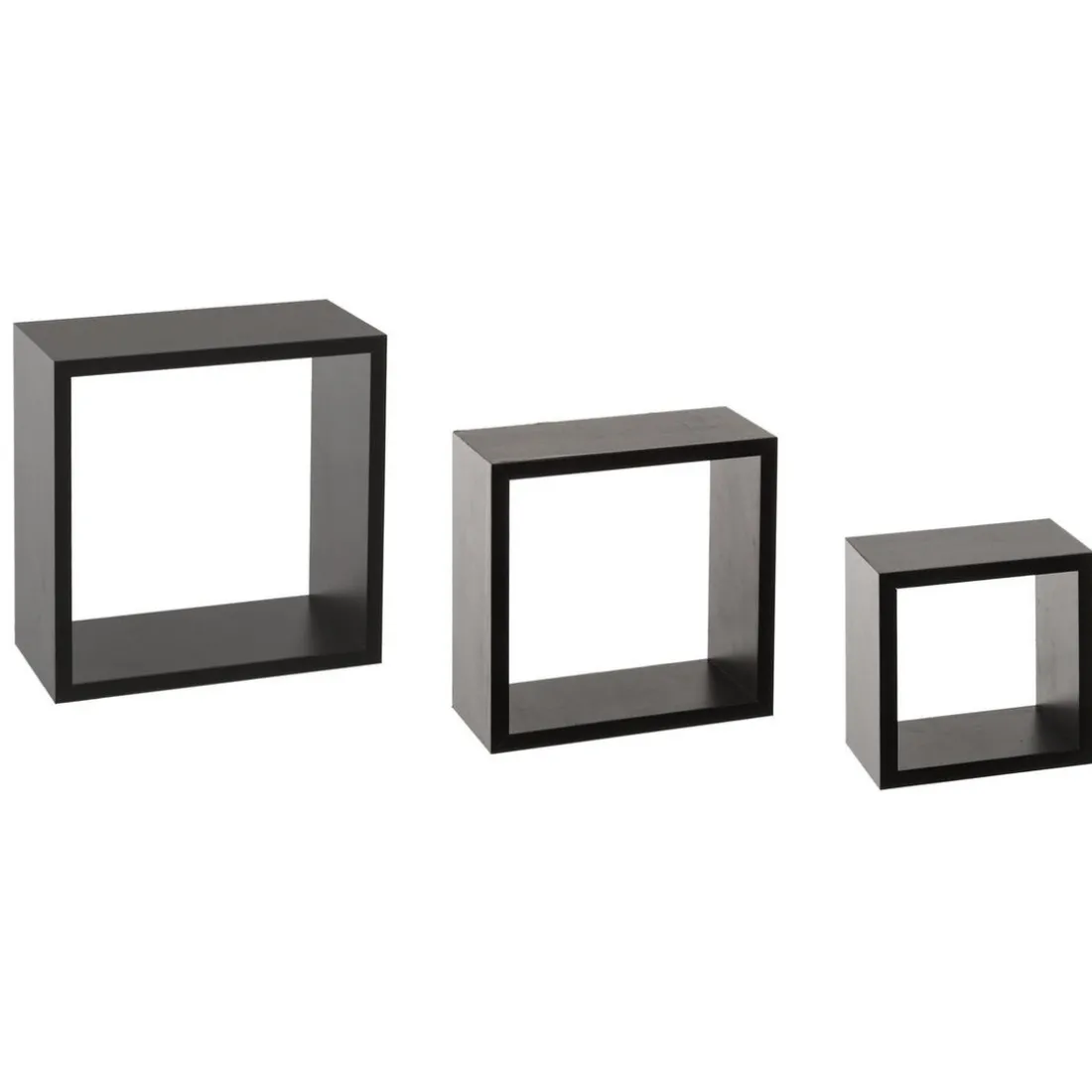 Lot de 3 étagères murales cubes noires