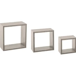 Lot de 3 étagères murales cubes chêne gris
