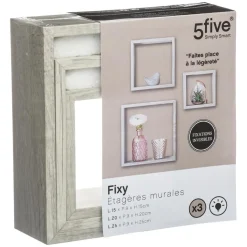 Lot de 3 étagères murales cubes chêne gris