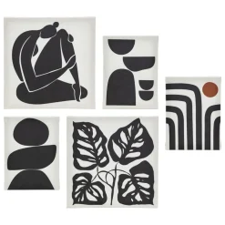 Lot de 5 toiles imprimées Cynthia Noir et blanc