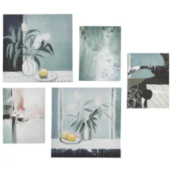 Lot de 5 toiles imprimées Cynthia Bleu