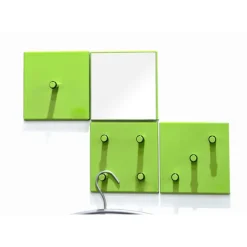 lot de patères murales métal époxy vert et miroir