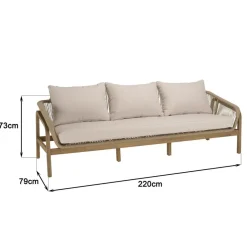 Lot n°1 Salon de jardin 5 p. en acacia beige CELESTIN