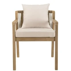 Lot n°3 Salon de jardin acacia beige 6 personnes CELESTIN