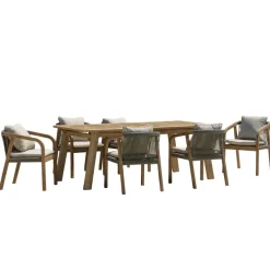 Lot n°4 Salon de jardin acacia vert sapin 6 personnes CELESTIN