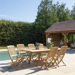 Lot n°150 Salon de jardin en teck 8/10 personnes FUN