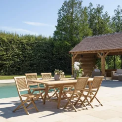 Lot n°149 Salon de jardin en teck 8/10 personnes FUN