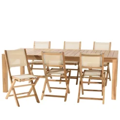 Lot n°167 Salon de jardin en teck et textilène 8/10 personnes